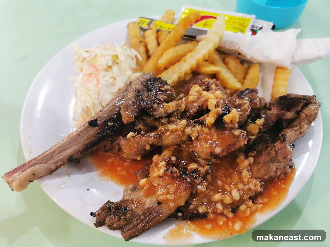 Lamb Chops with Fries and Coleslaw