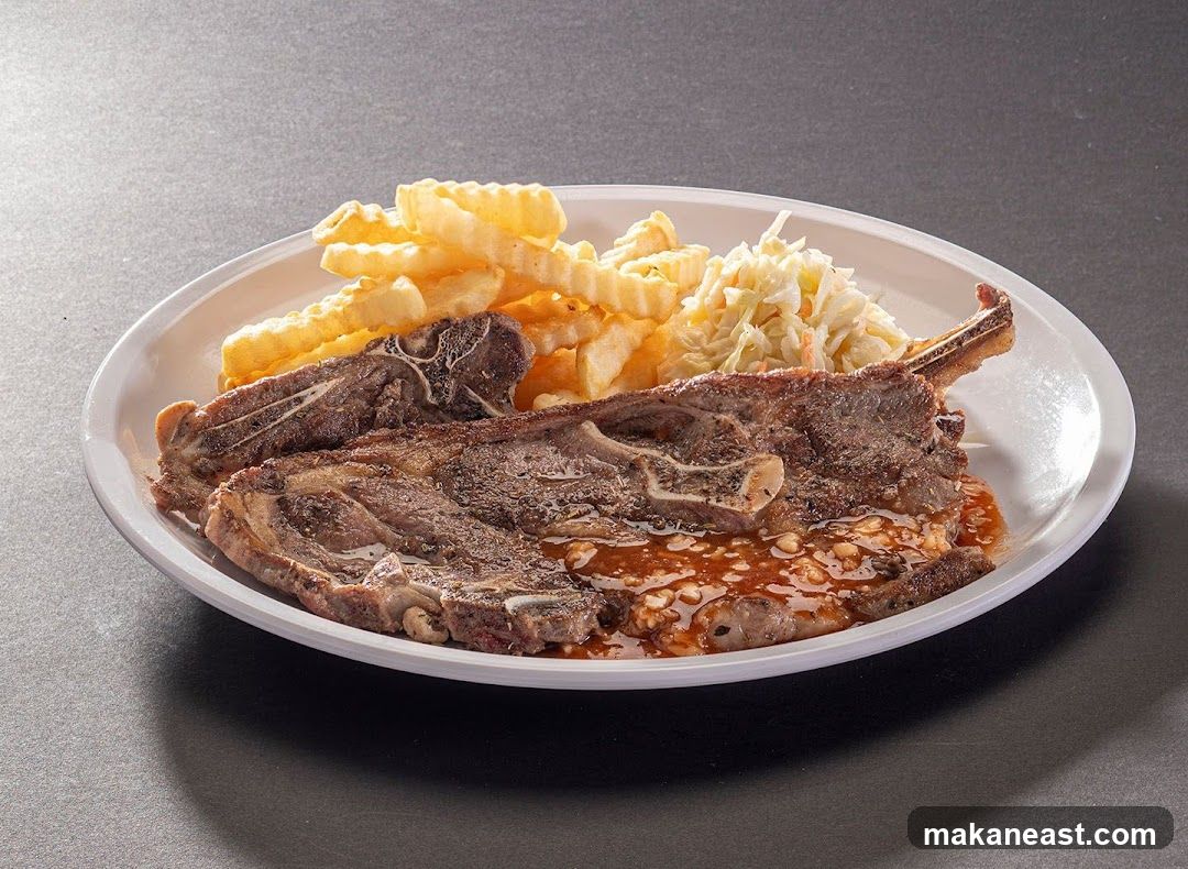 Lamb Chops with Fries and Coleslaw