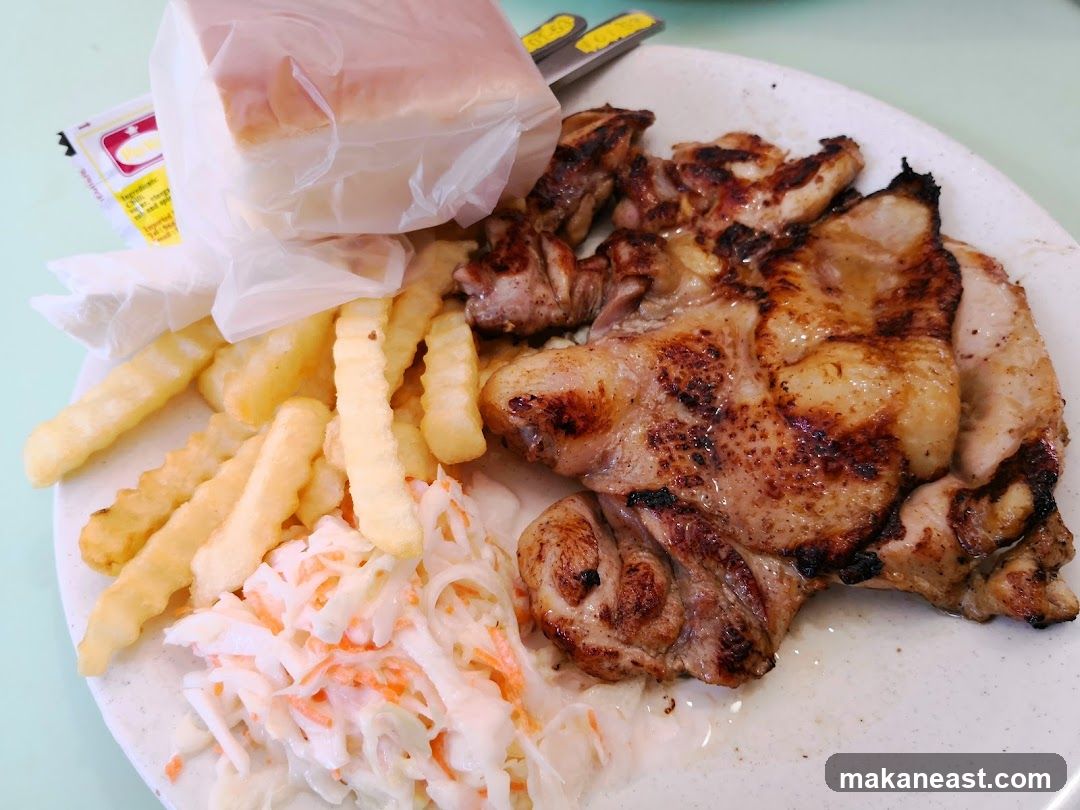 Grilled Chicken with Fries and Coleslaw