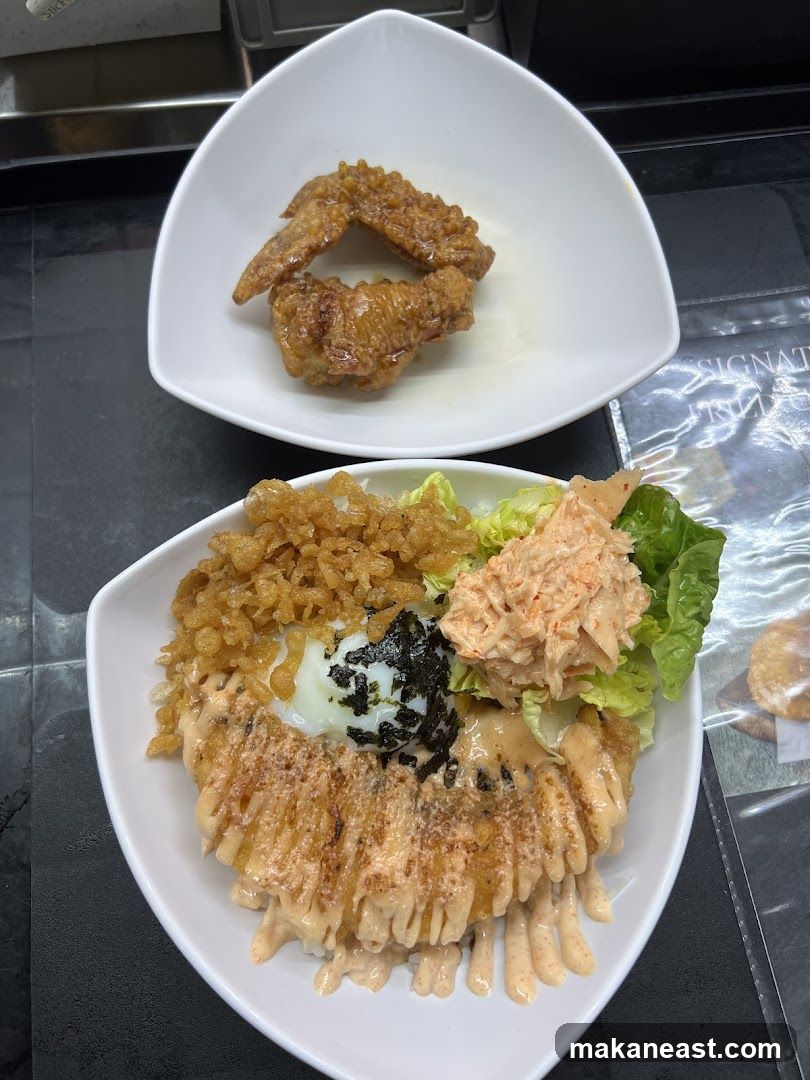 Fried Chicken Wings and Rice Bowl