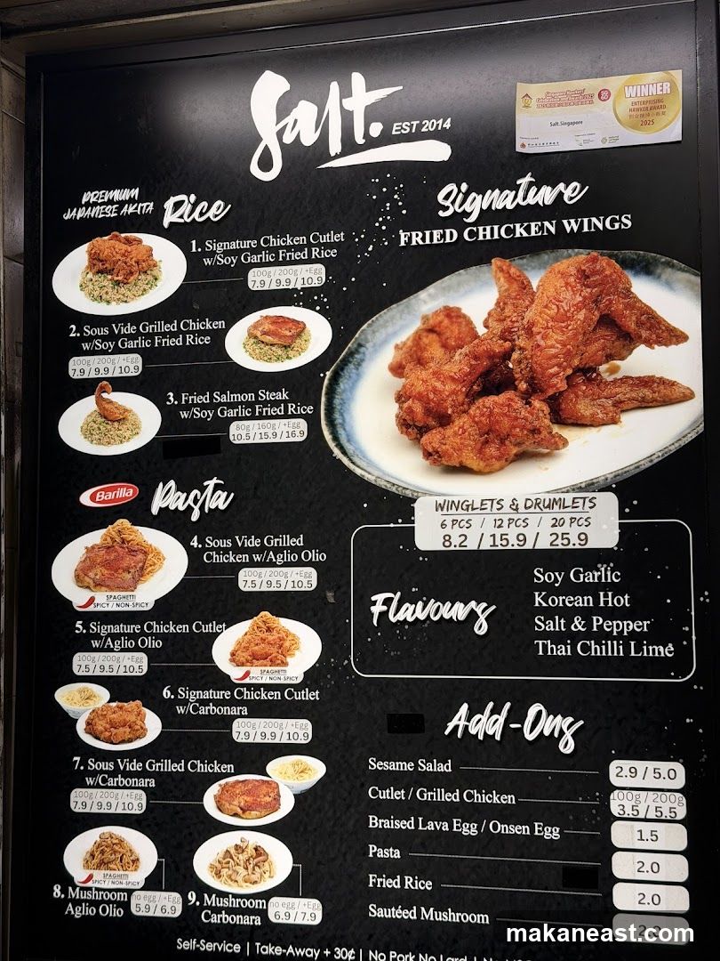 Salt. EST 2014 Menu