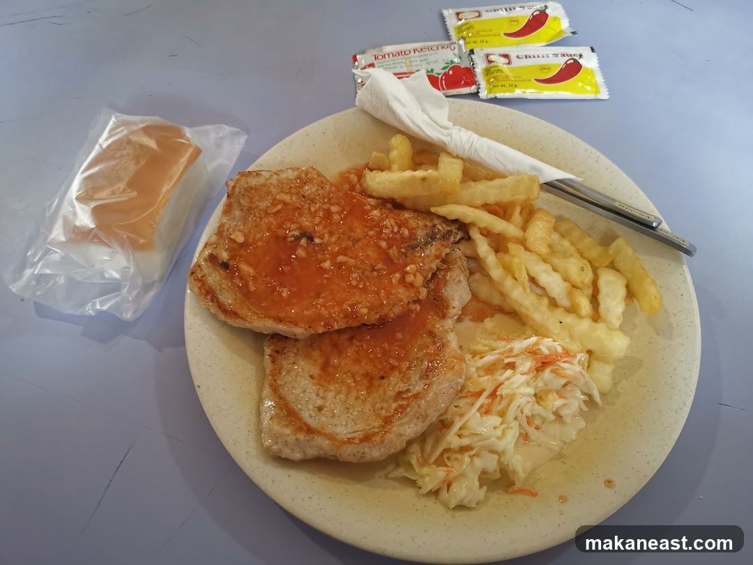 Pork Chops with Fries and Coleslaw