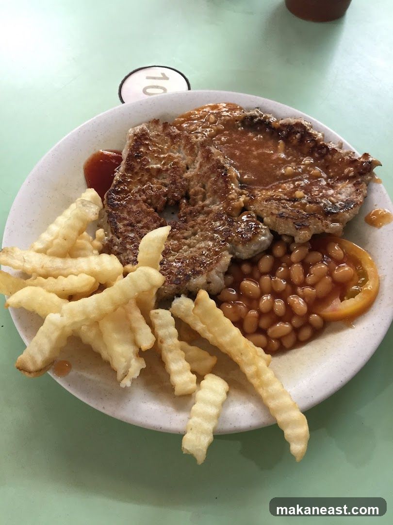 Pork Chop with Fries and Beans