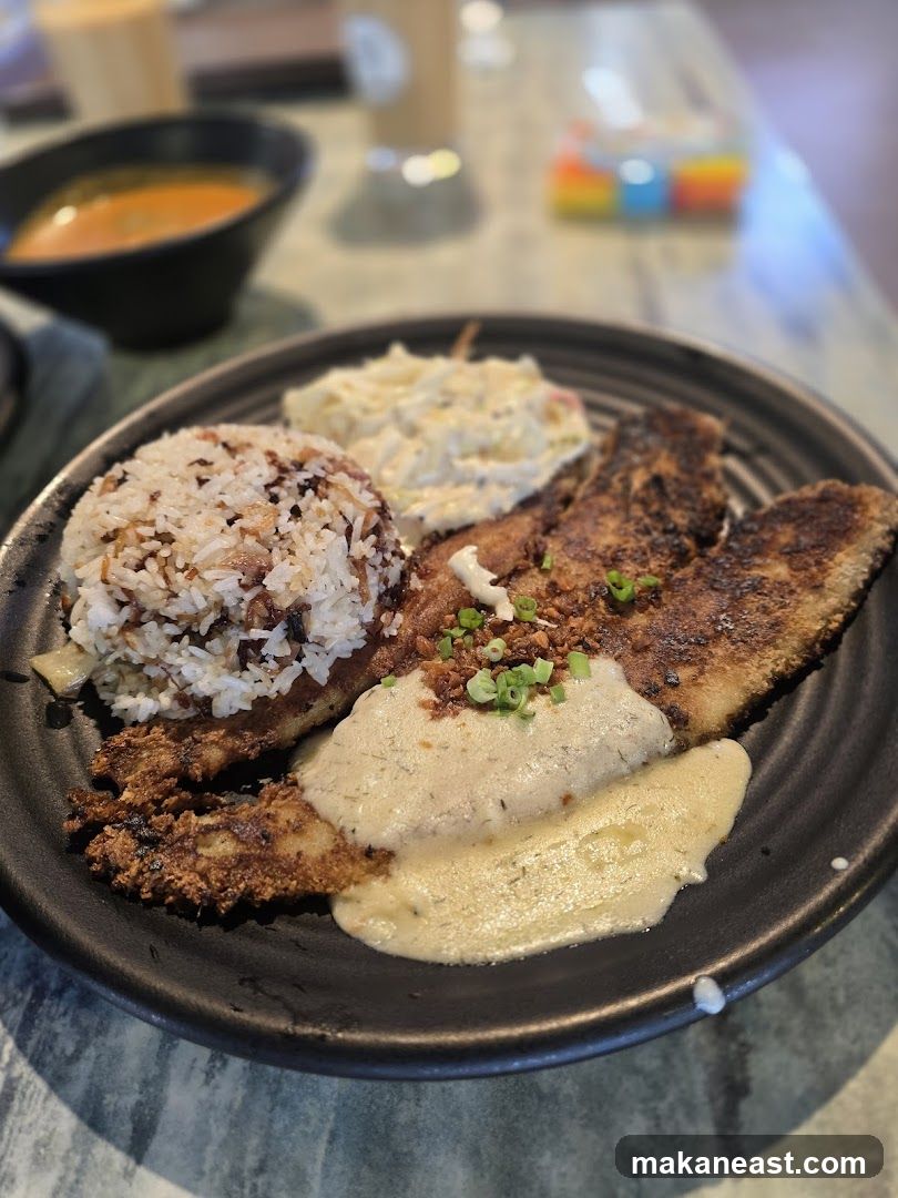 Fried Fish with Rice and Coleslaw