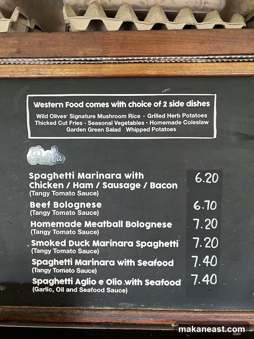 Pasta Menu