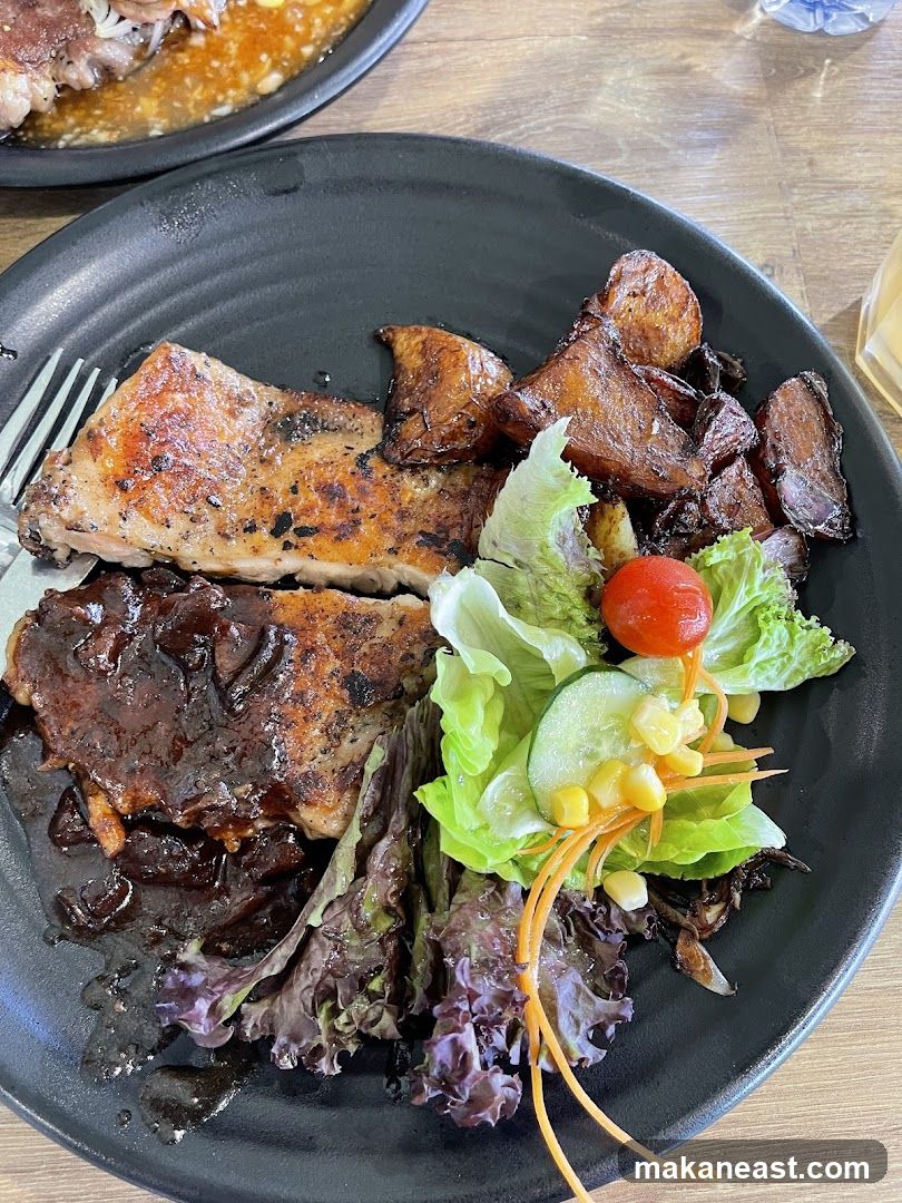 Grilled Chicken with Roasted Potatoes and Salad