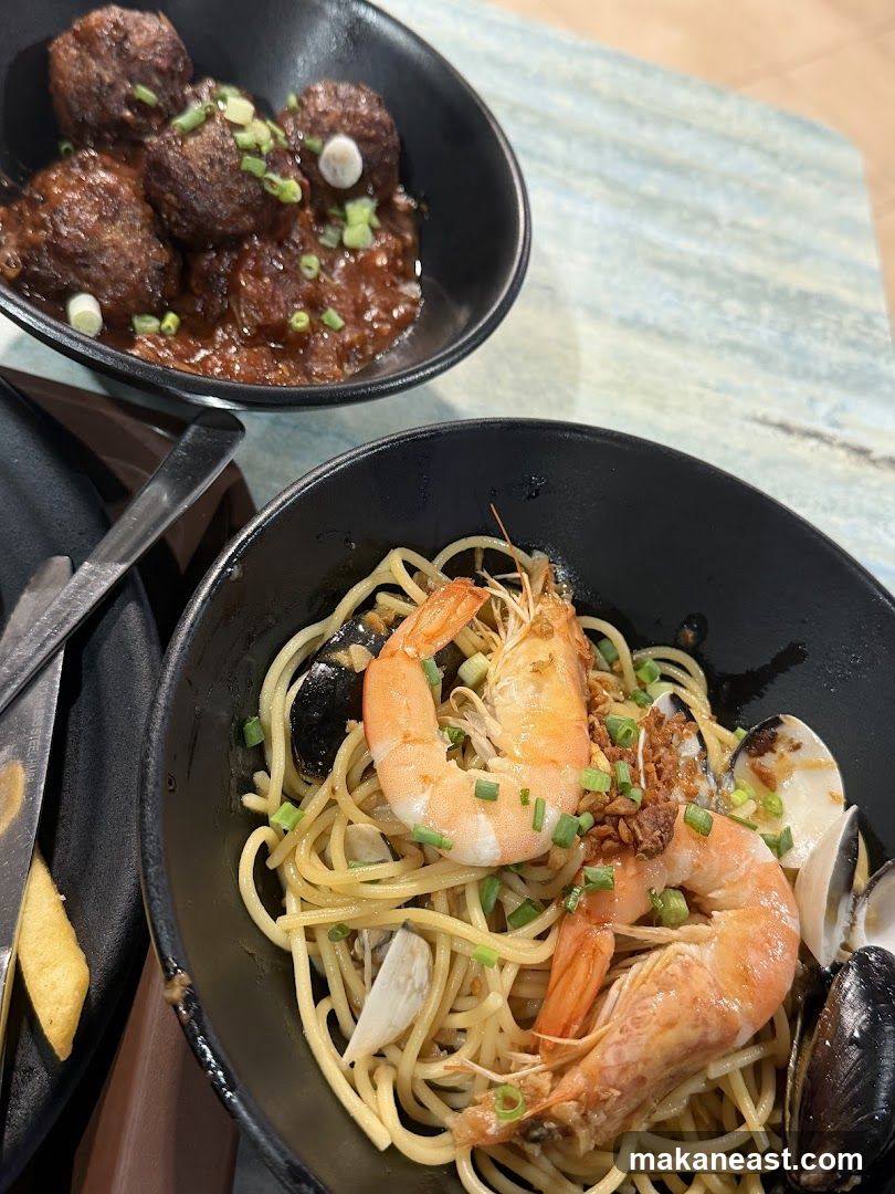 Seafood Pasta and Meatballs