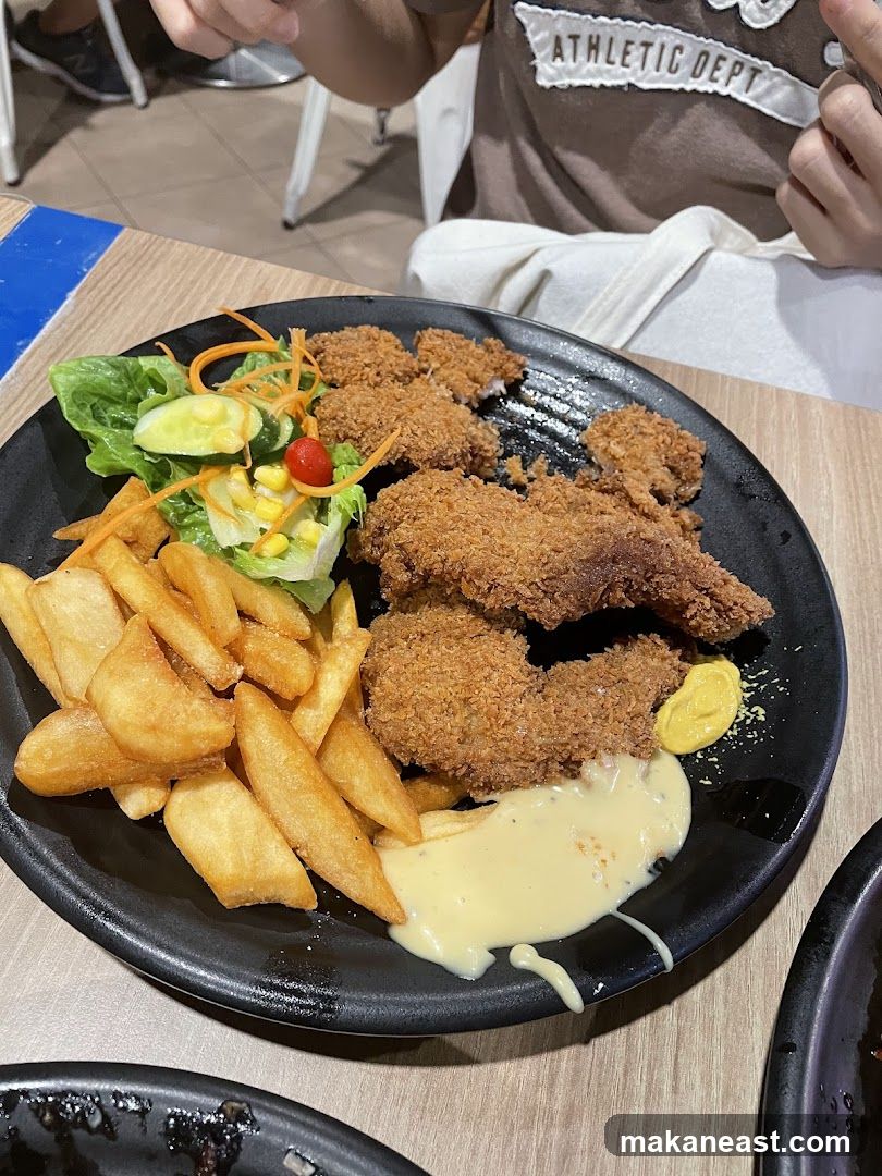 Fried Chicken with Fries and Salad