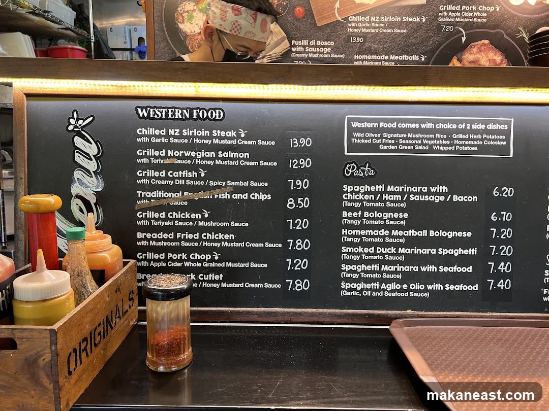 Western Food and Pasta Menu