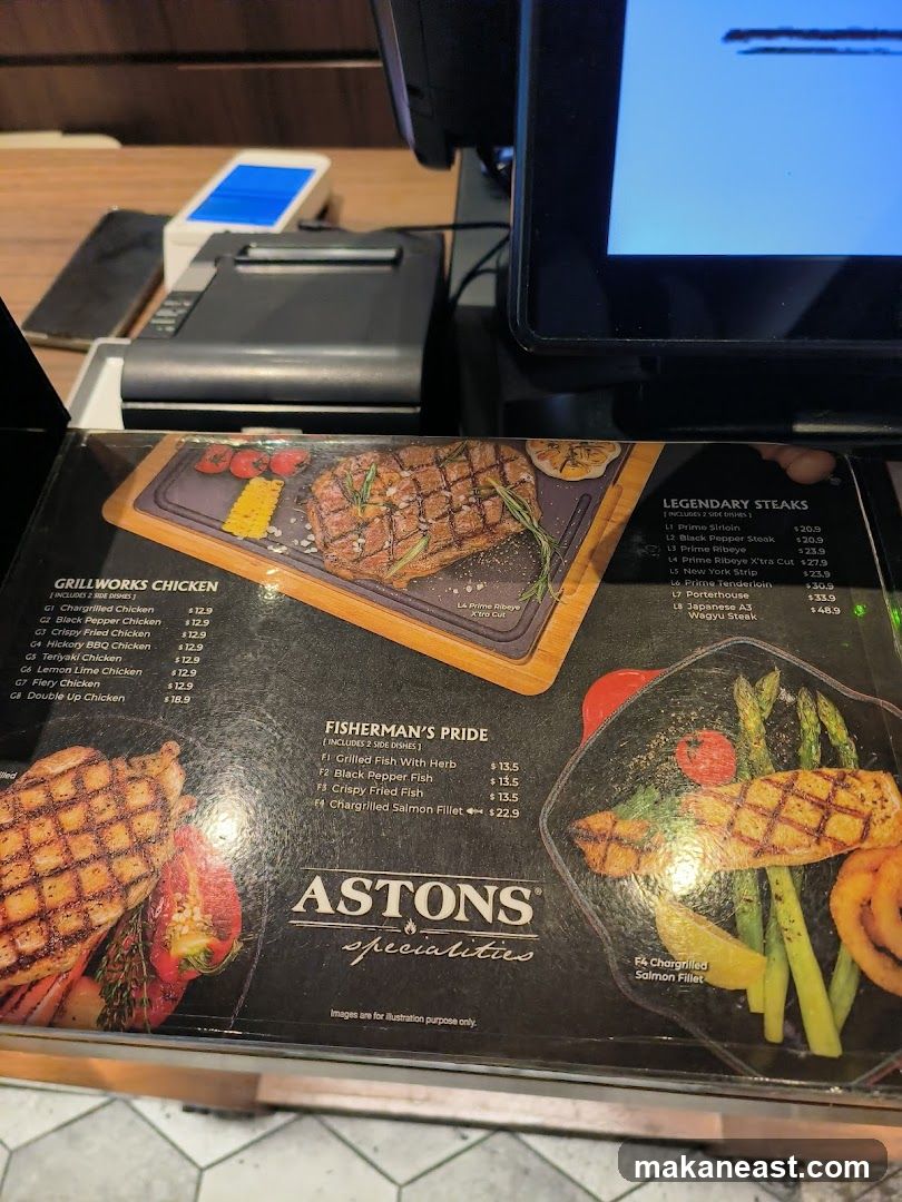 Astons Specialities Menu