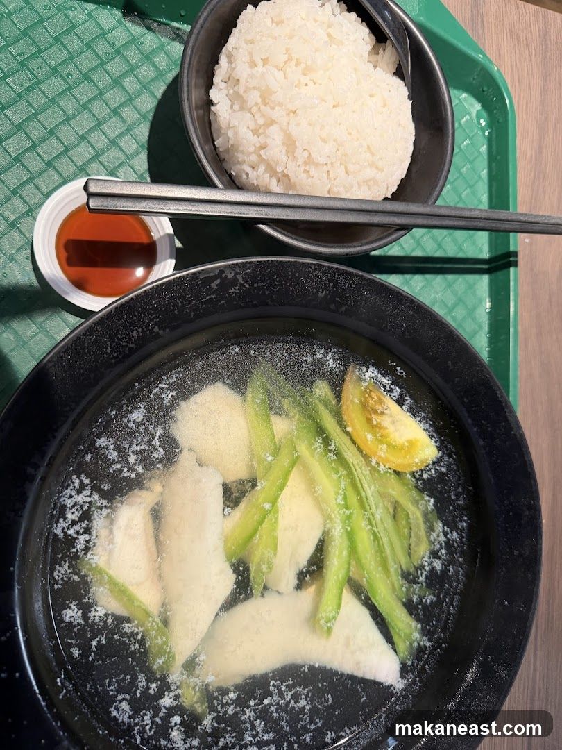 Steamed Rice with Soup and Vegetables