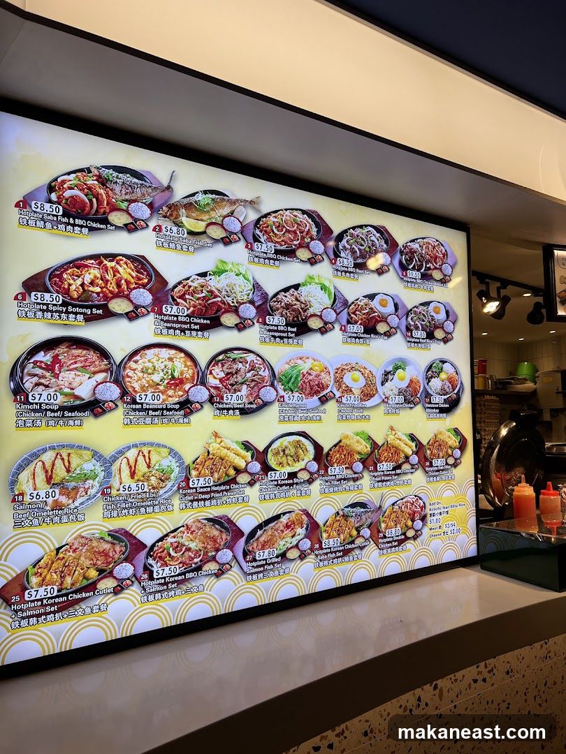 Hotplate Korean Food Menu
