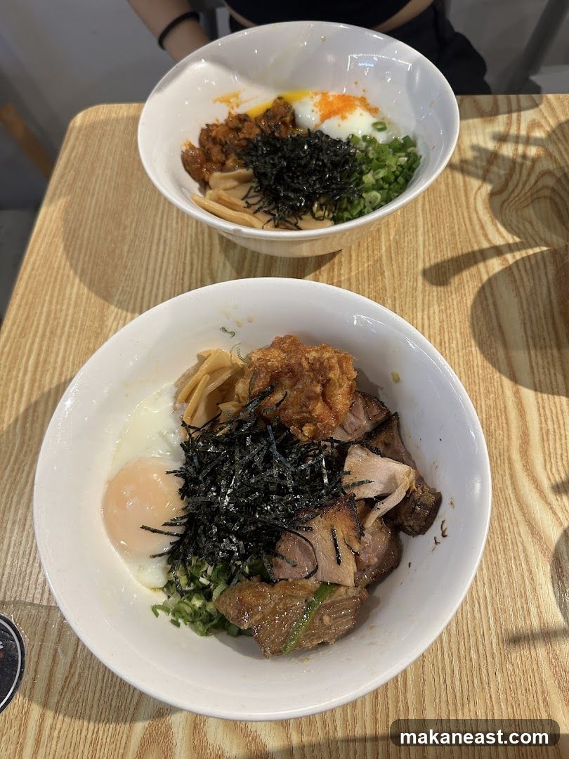 Two bowls of Japanese rice bowls