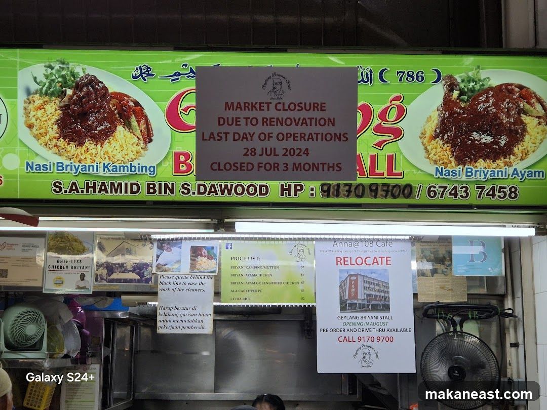 Food Stall with Menu and Closure Notice