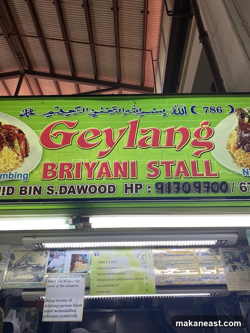 Geylang Biryani Stall Sign
