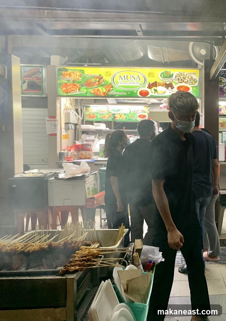 Food stall with satay grilling