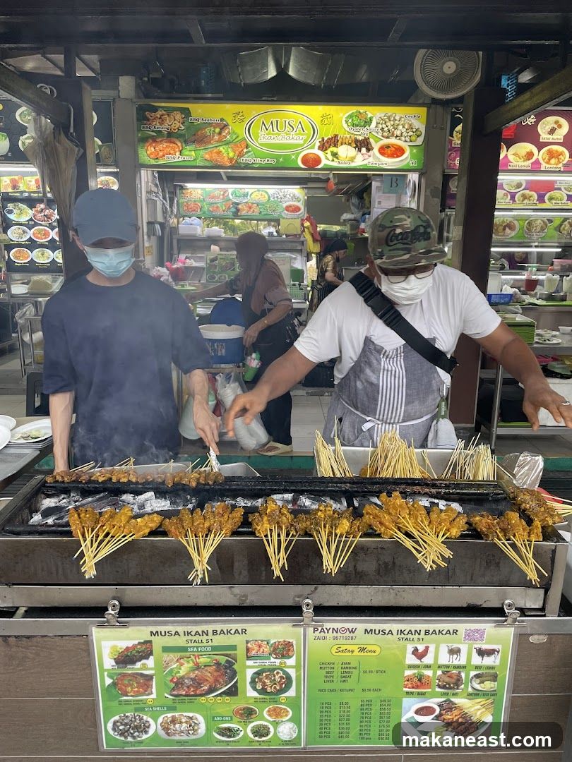 Food Stall with Grilling Satay