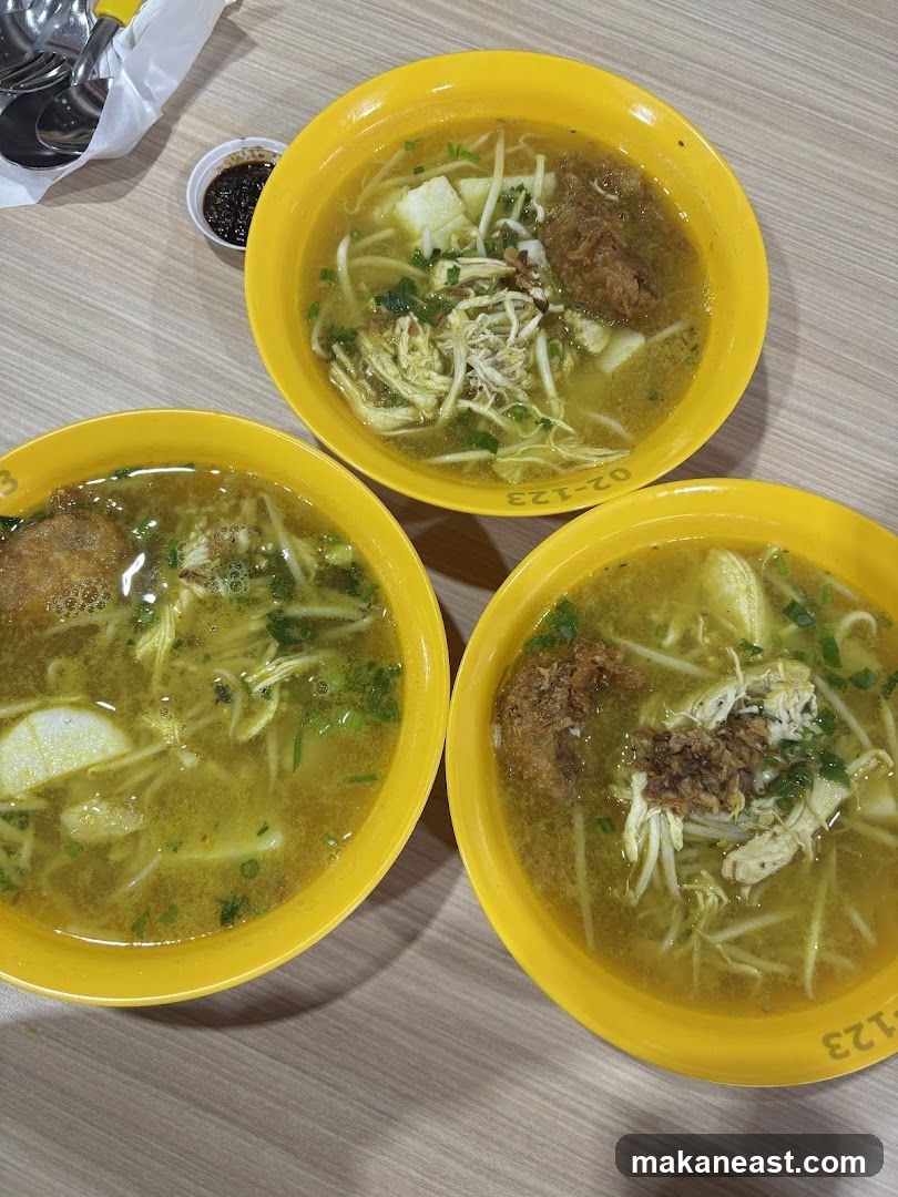Three bowls of soup