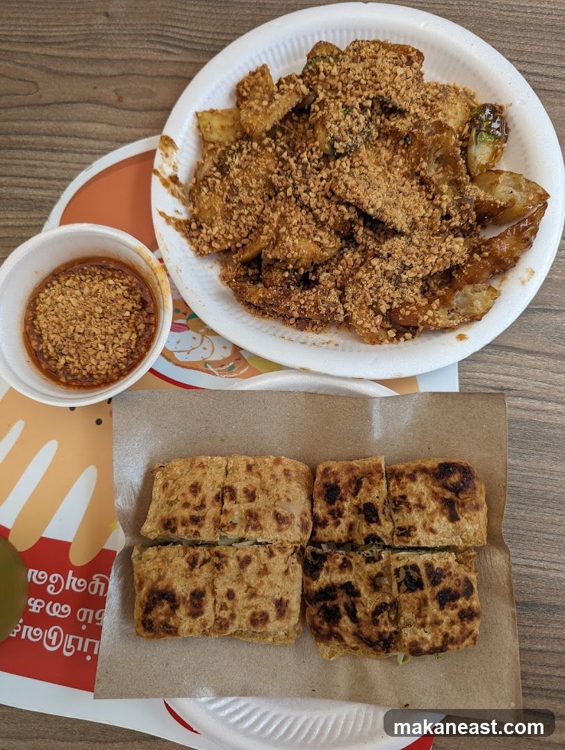 Fried snacks with dipping sauce