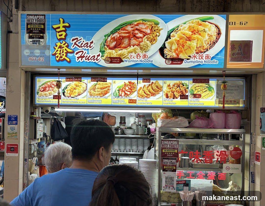 Food stall with menu and food images