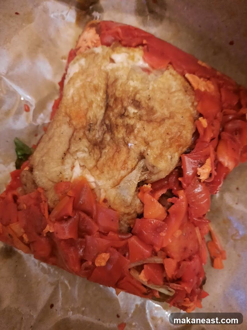 Sandwich with Fried Egg and Red Peppers