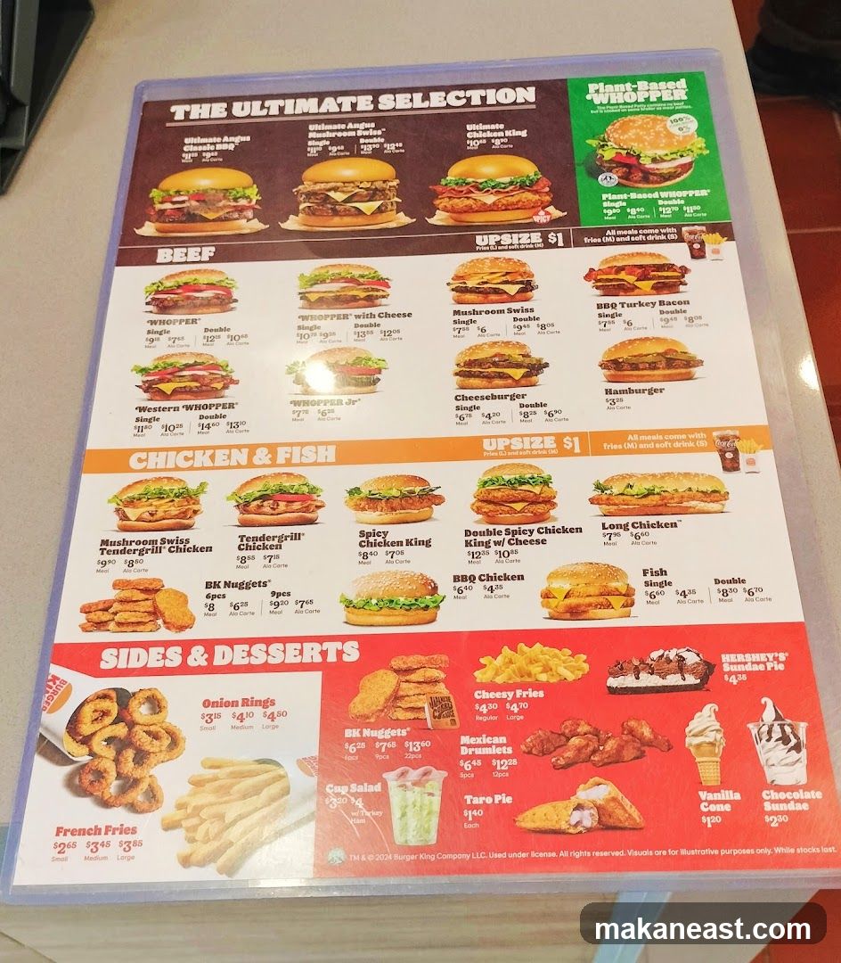 Burger King Menu