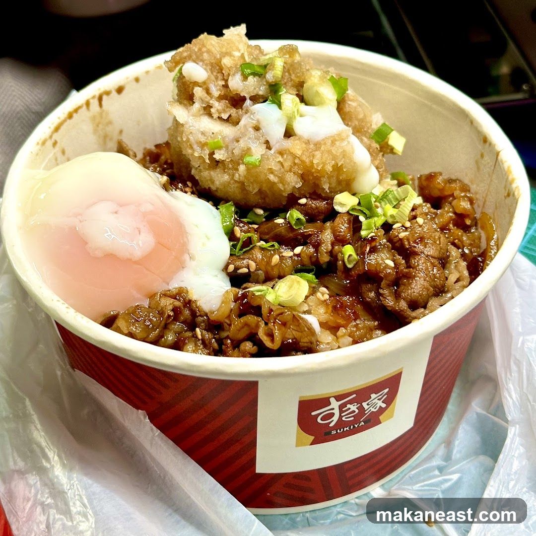 Beef Bowl with Egg and Fried Topping