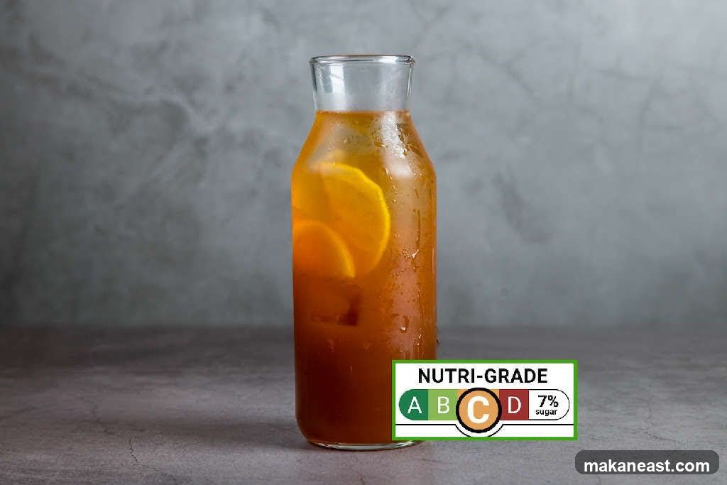 Iced Tea with Lemon Slices and Nutri-Grade Label