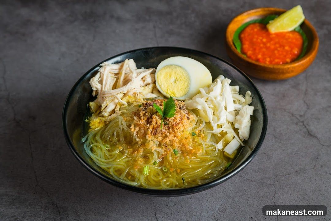 Noodle Soup with Shredded Chicken and Egg