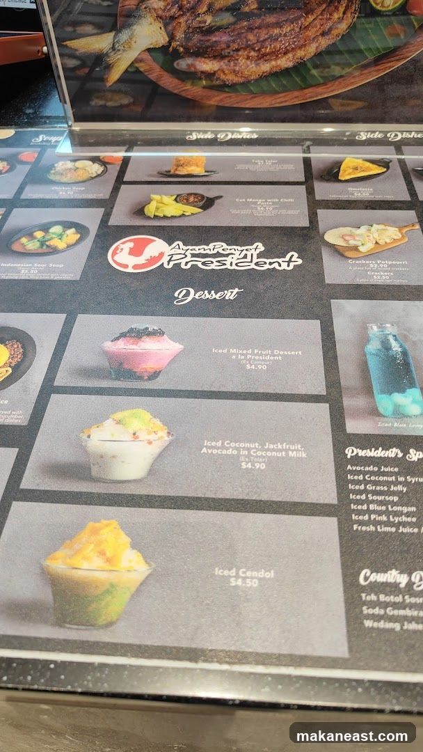 Ayam Penyet President Menu
