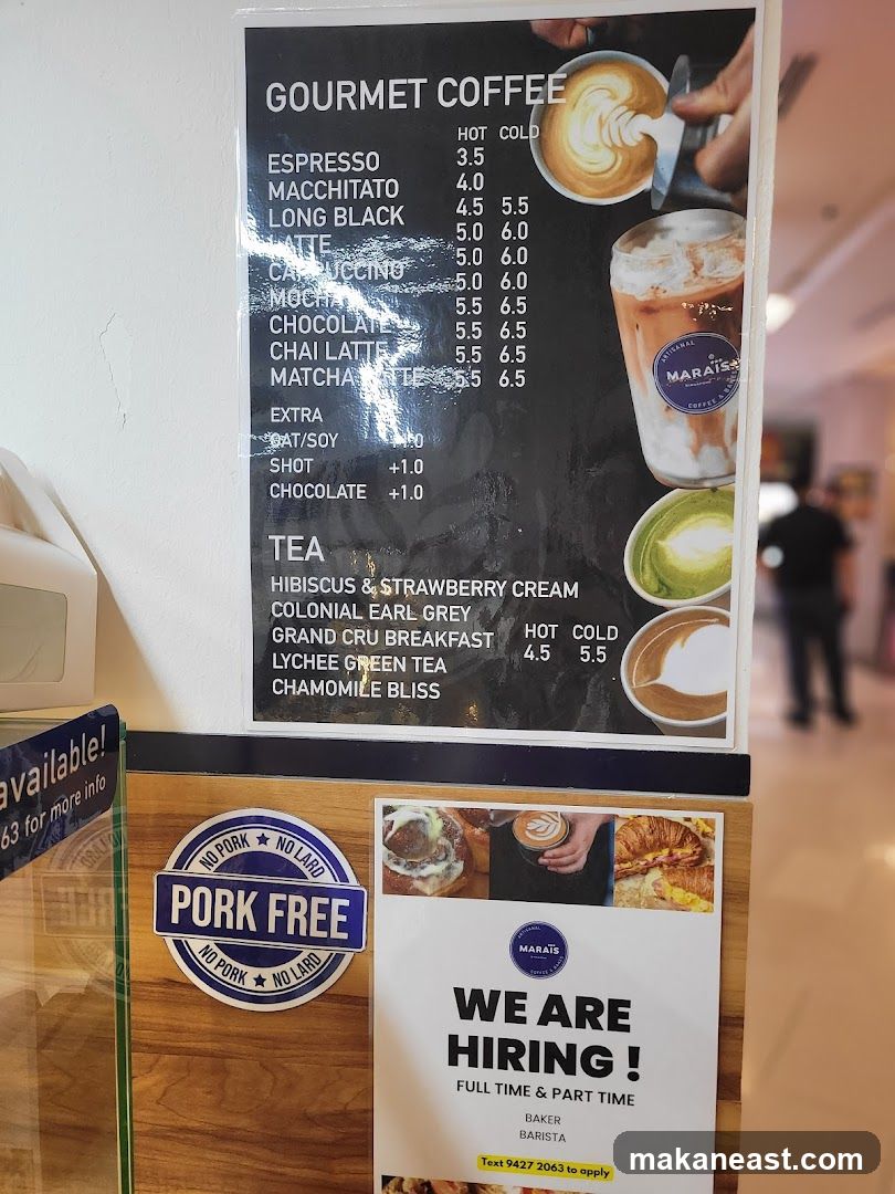 Gourmet Coffee and Tea Menu