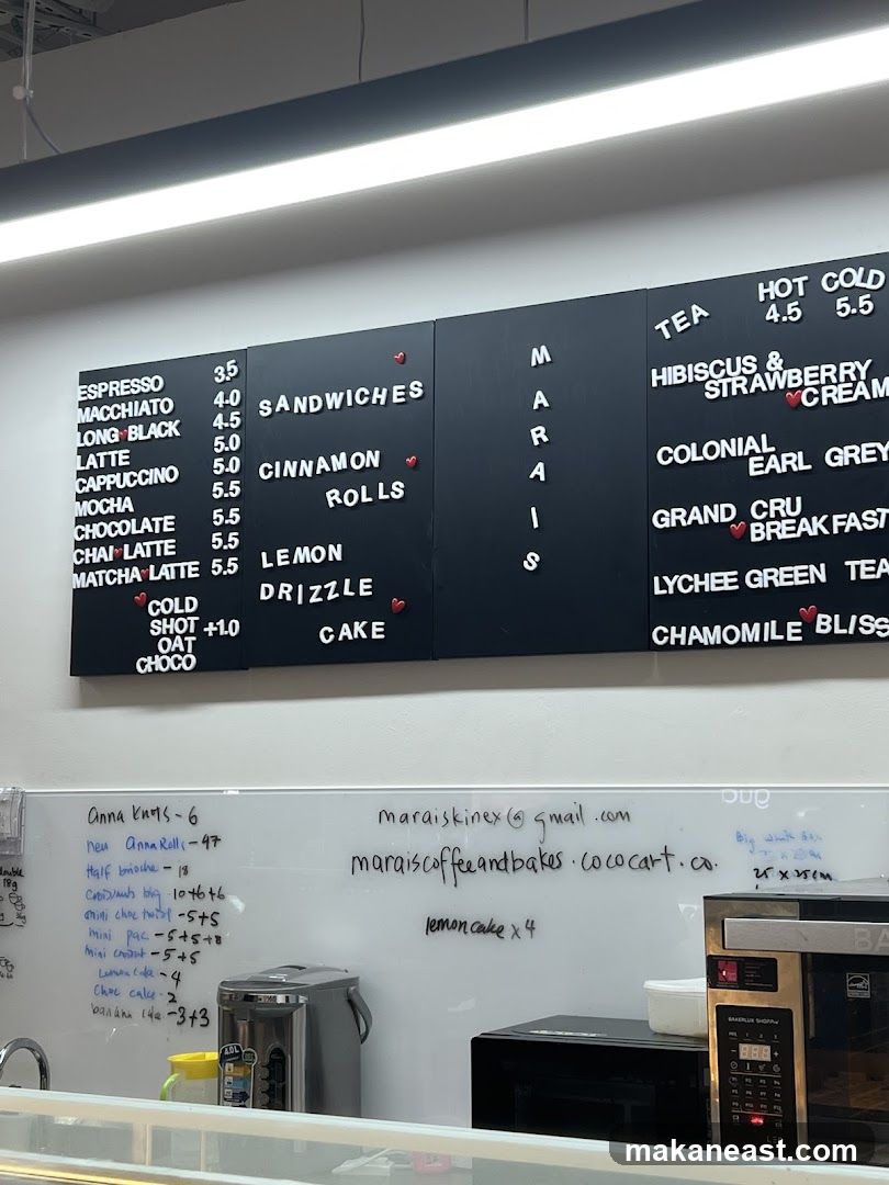 Marais Coffee and Bakes Menu