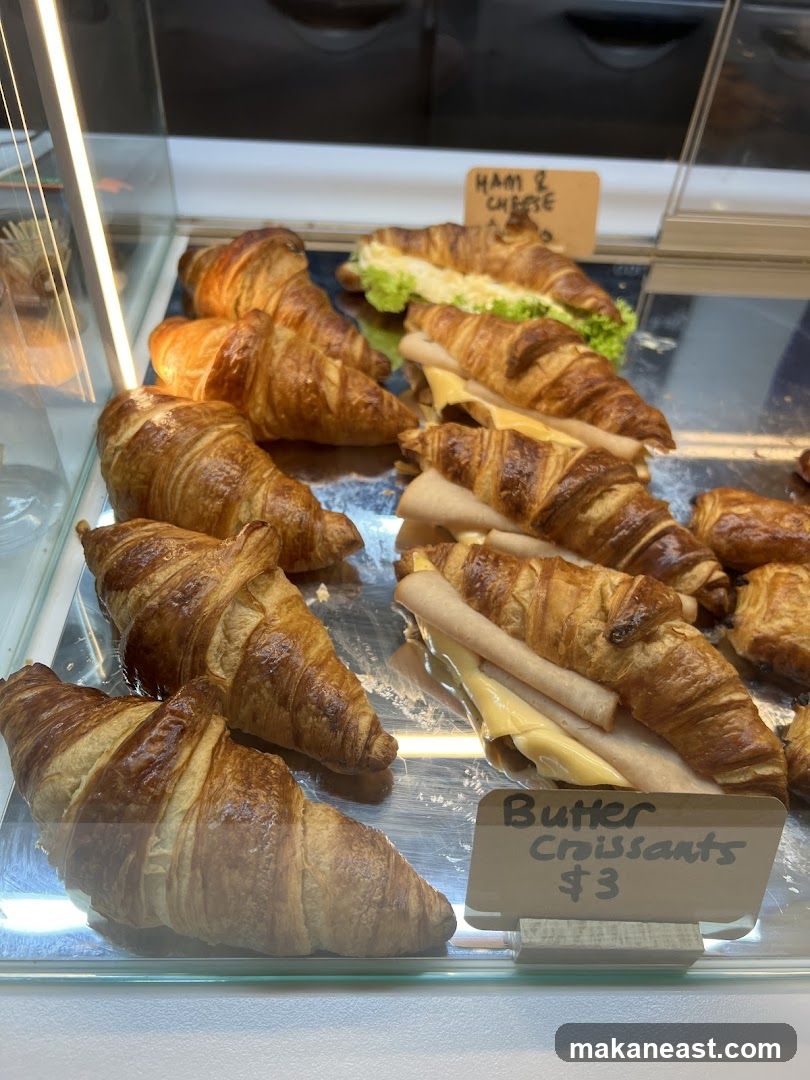 Croissants in a display case