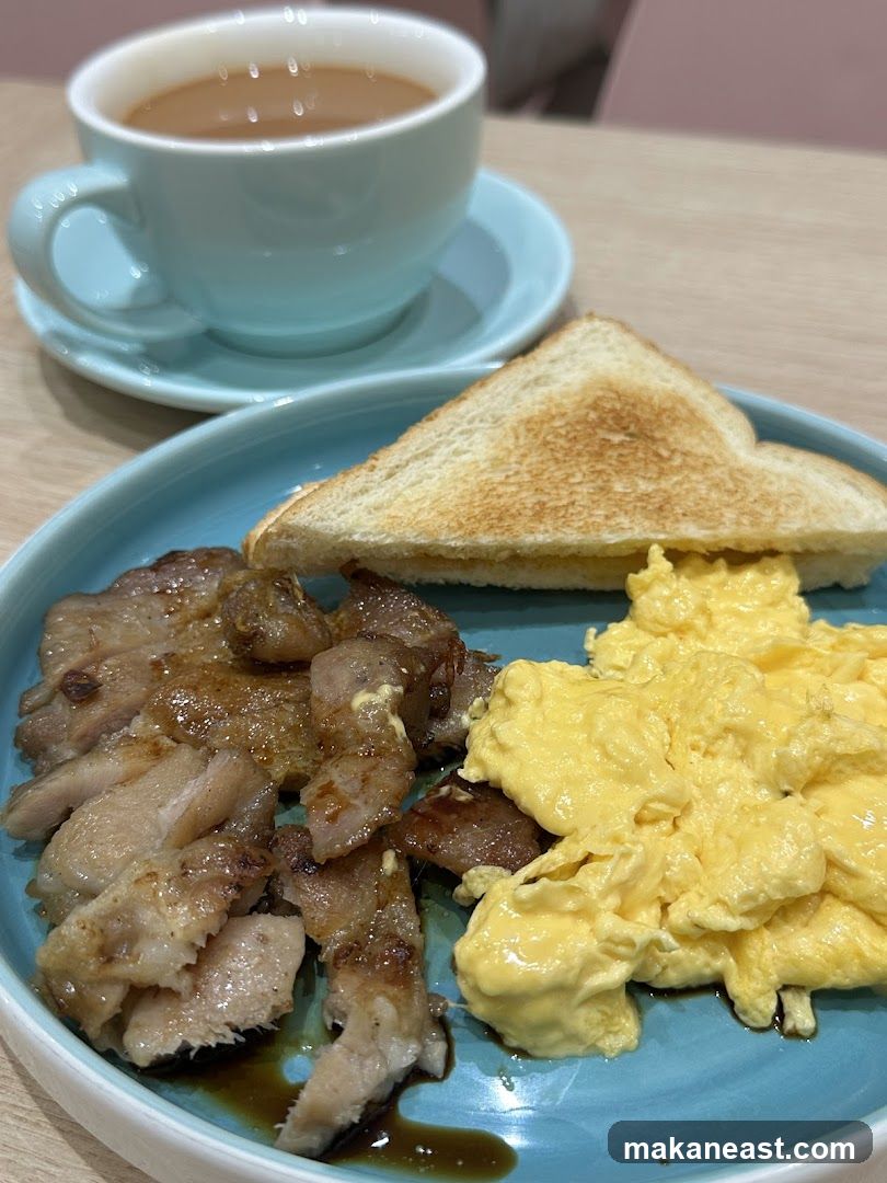 Breakfast Plate with Meat, Eggs, and Toast