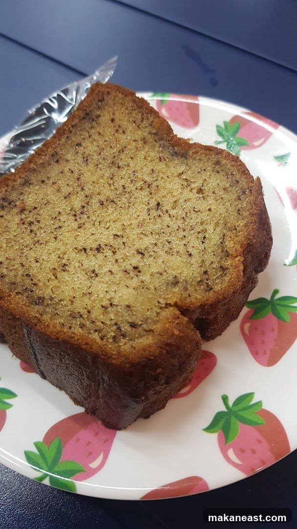 Slice of Banana Bread on a Strawberry-Patterned Plate