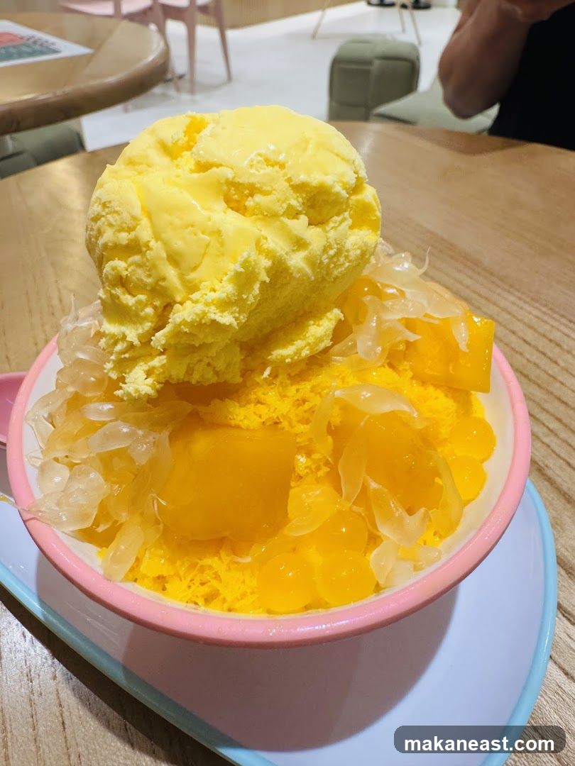 Mango shaved ice dessert