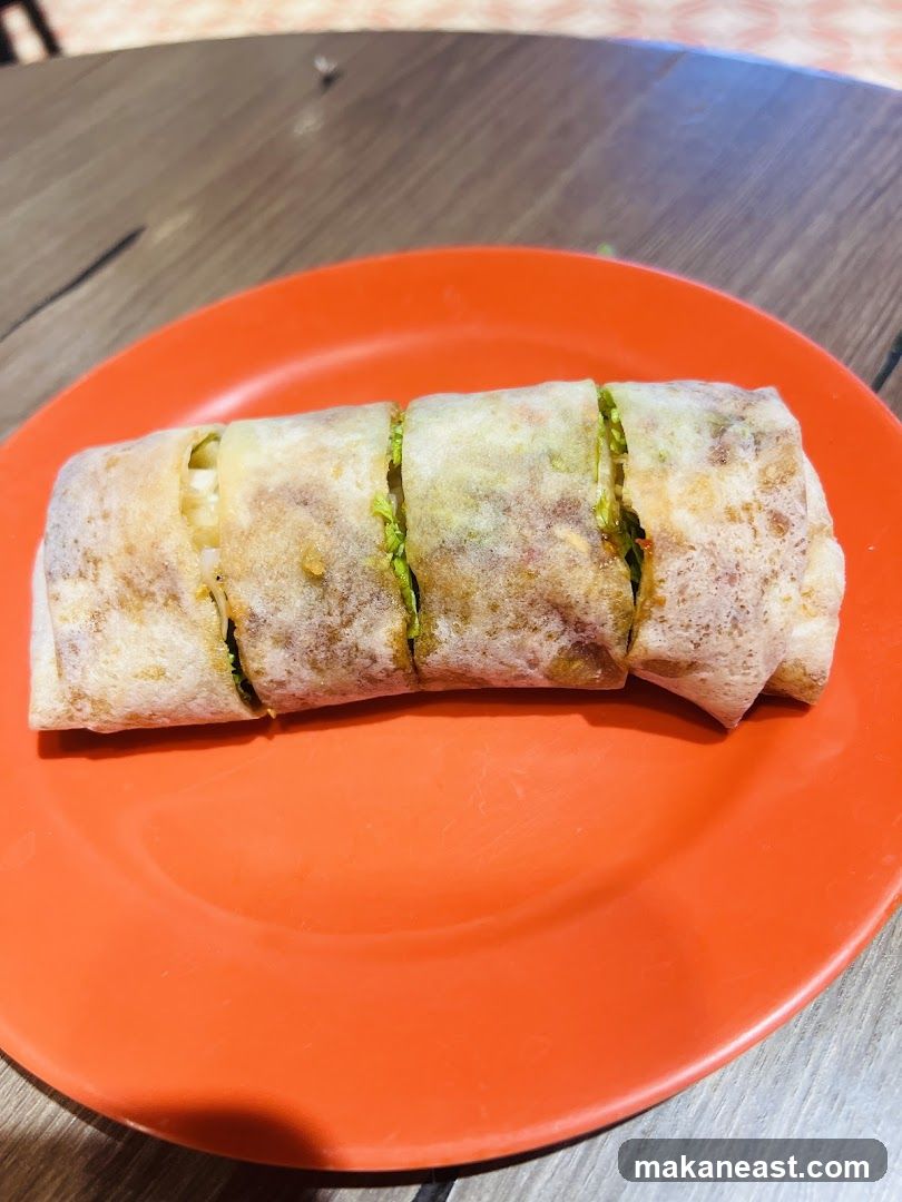 Spring Roll on Orange Plate