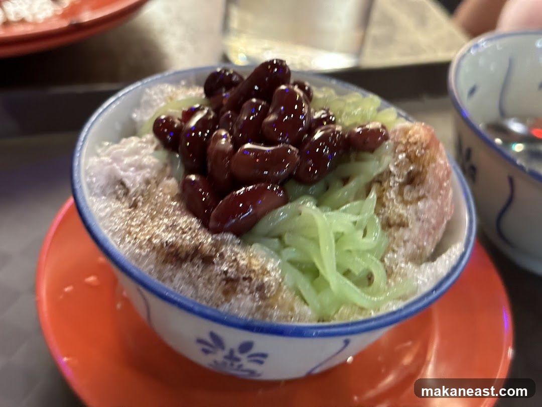 Dessert with Red Beans and Green Noodles