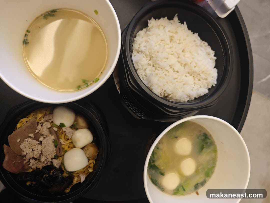 Takeaway Noodle Soup and Rice
