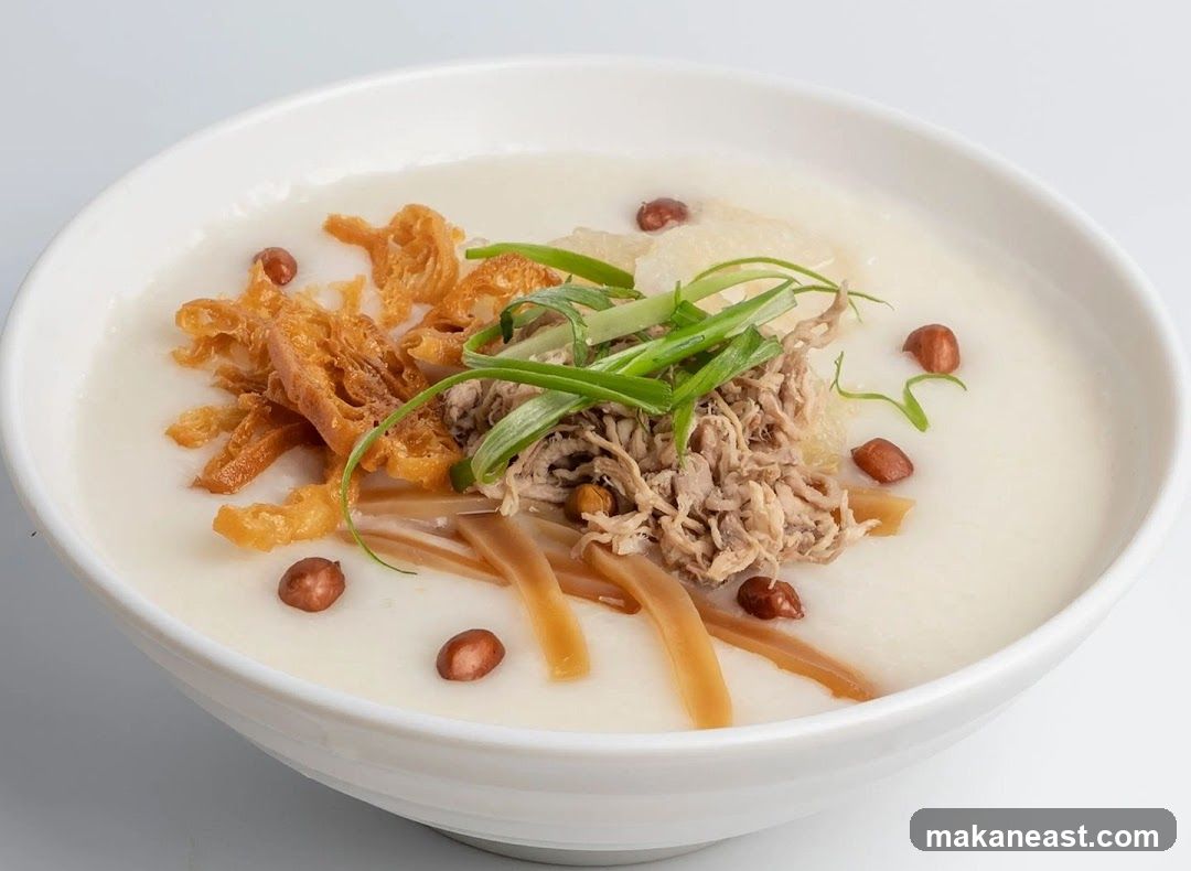 Congee with Shredded Meat and Toppings