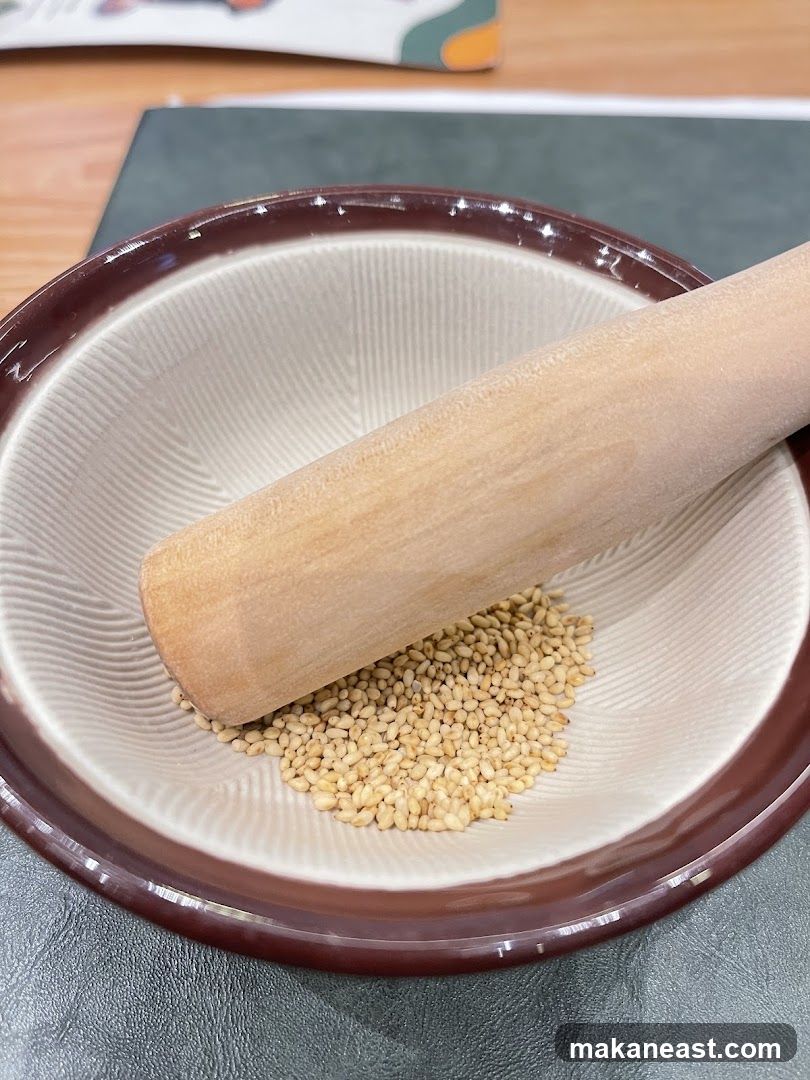 Sesame Seeds in a Mortar