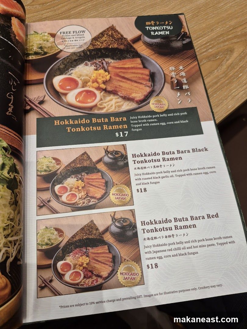Hokkaido Ramen Menu