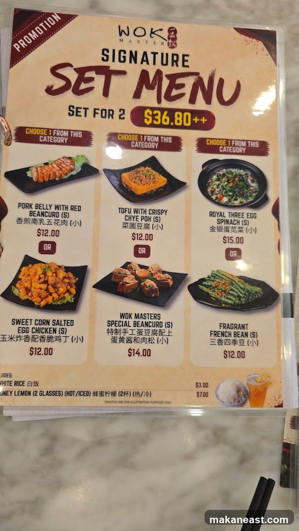 WOK MASTER SIGNATURE SET MENU