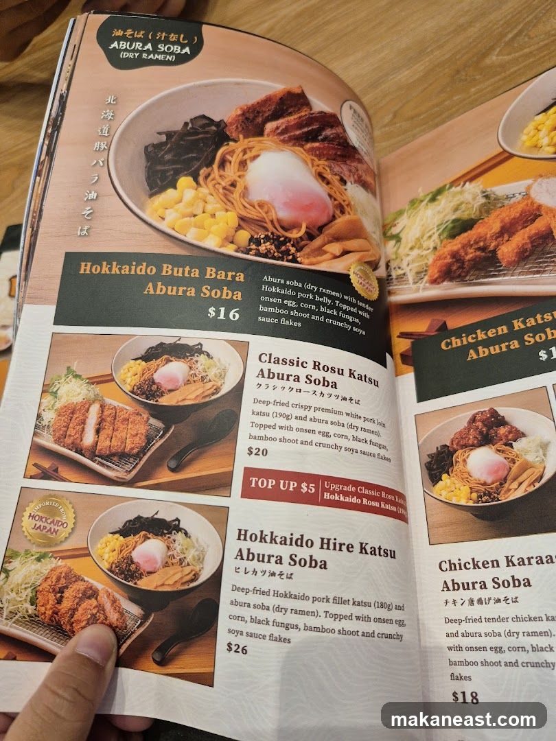 Abura Soba Menu