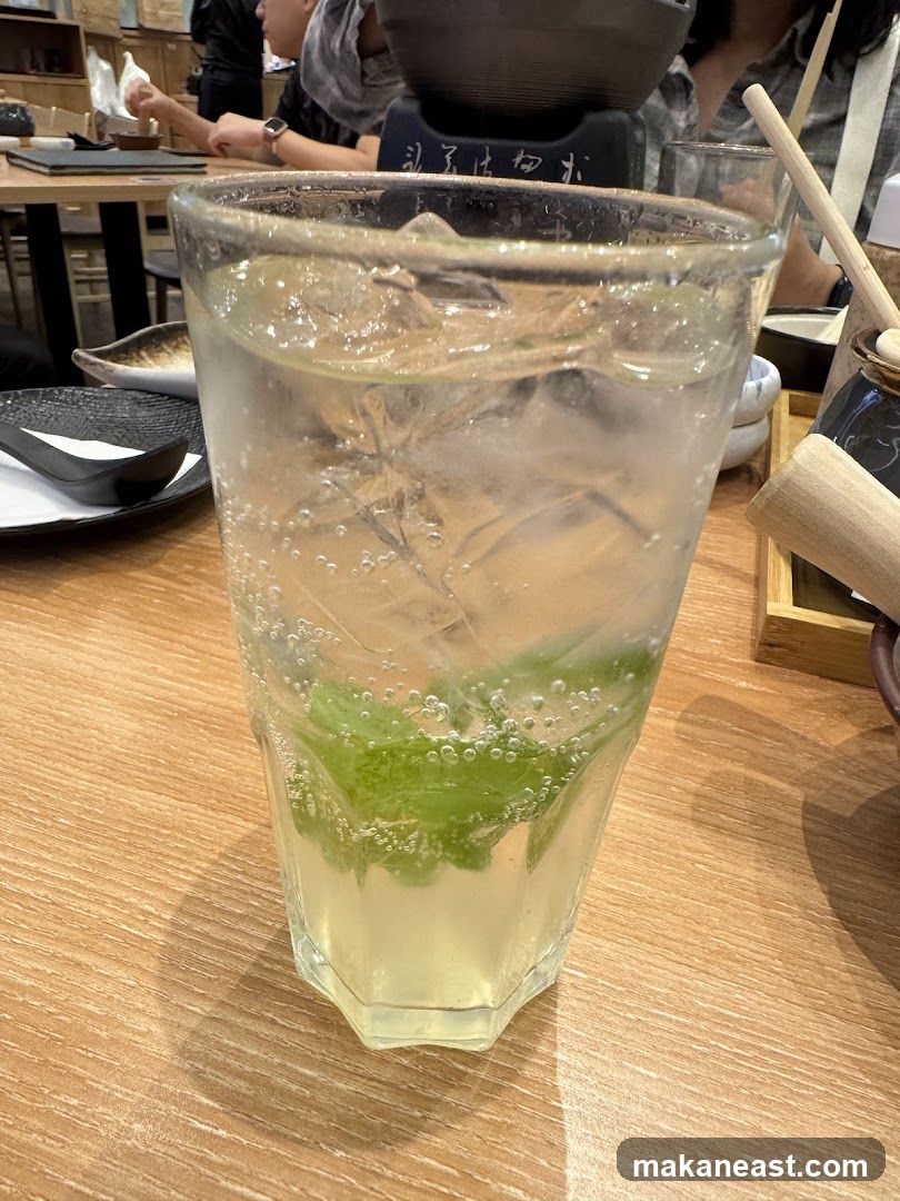 Refreshing Drink with Mint and Ice