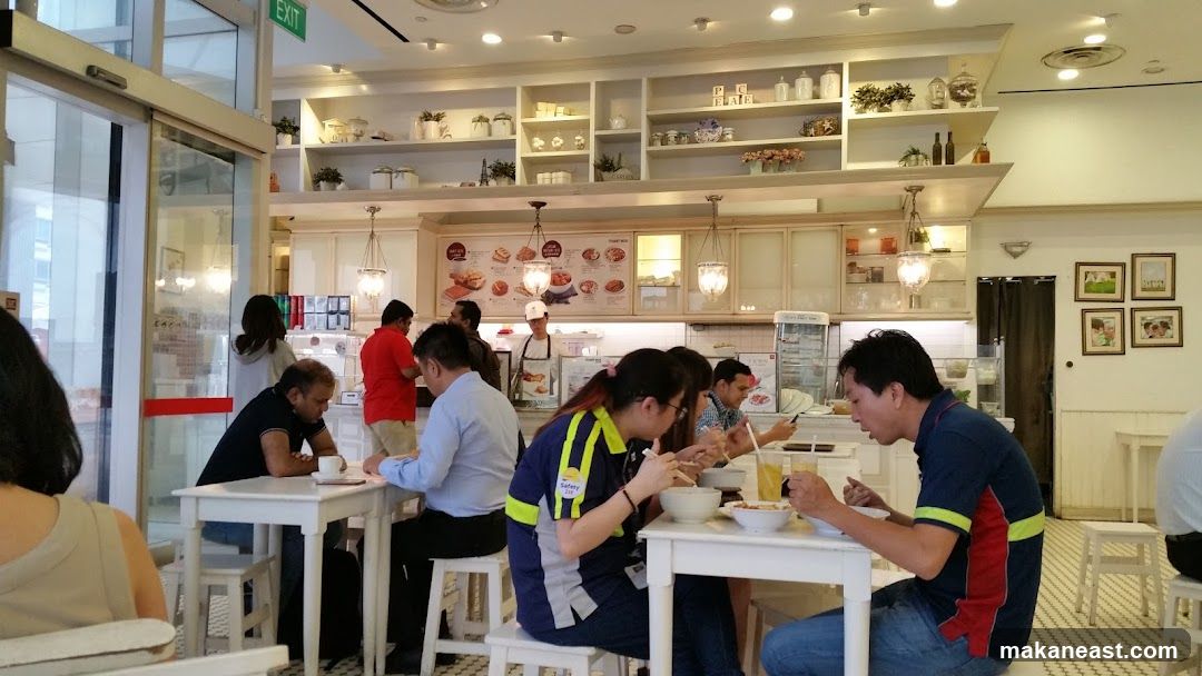 Diners in a bright cafe