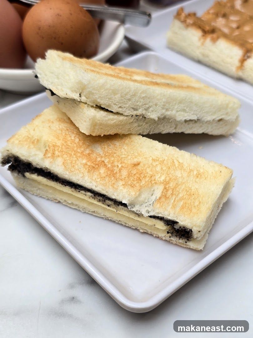 Toasted Sandwiches with Butter and Black Sesame Paste