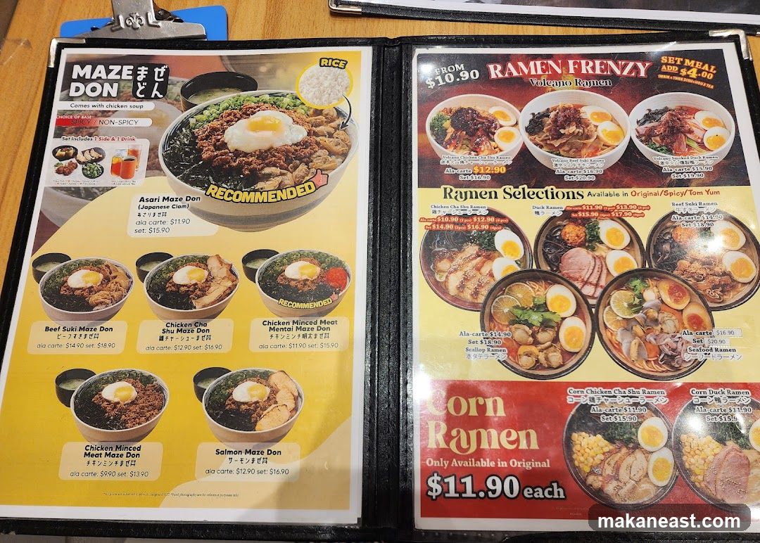 Maze Don and Ramen Menu