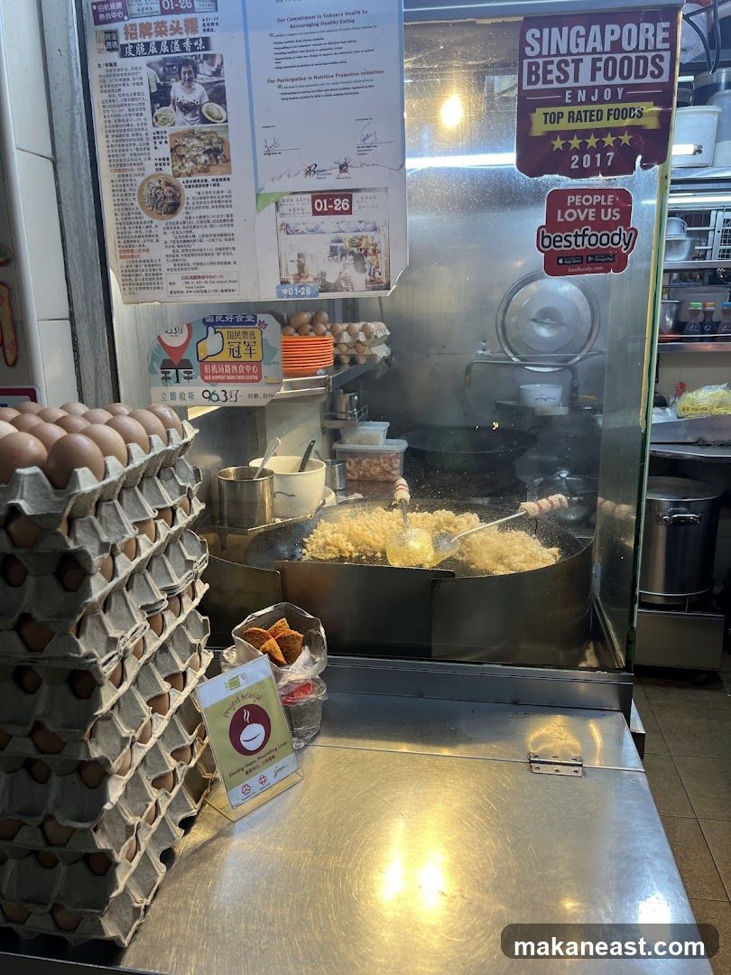 Food Stall with Eggs and Cooking