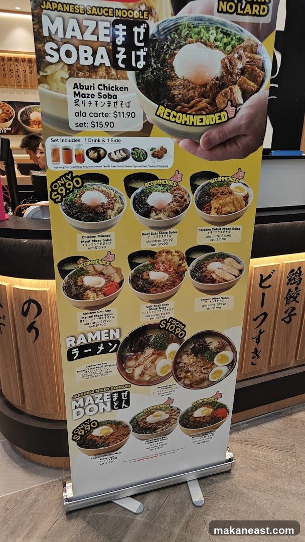 Japanese Sauce Noodle Menu